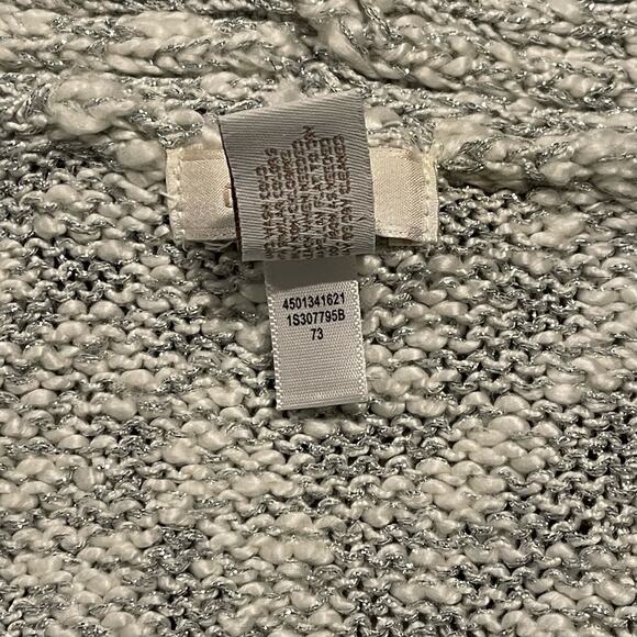Chicos Cardigan Sweater Minimalist Nordic Cottage Scandi Metallic Gray 4 XXL 20 - Picture 4 of 5